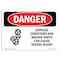 Signmission OSHA Sign, Exposed Conveyors And Moving Parts, 14in X 10in Rigid Plastic, 10" W, 14" L, Landscape OS-DS-P-1014-L-1216 - alternate 1